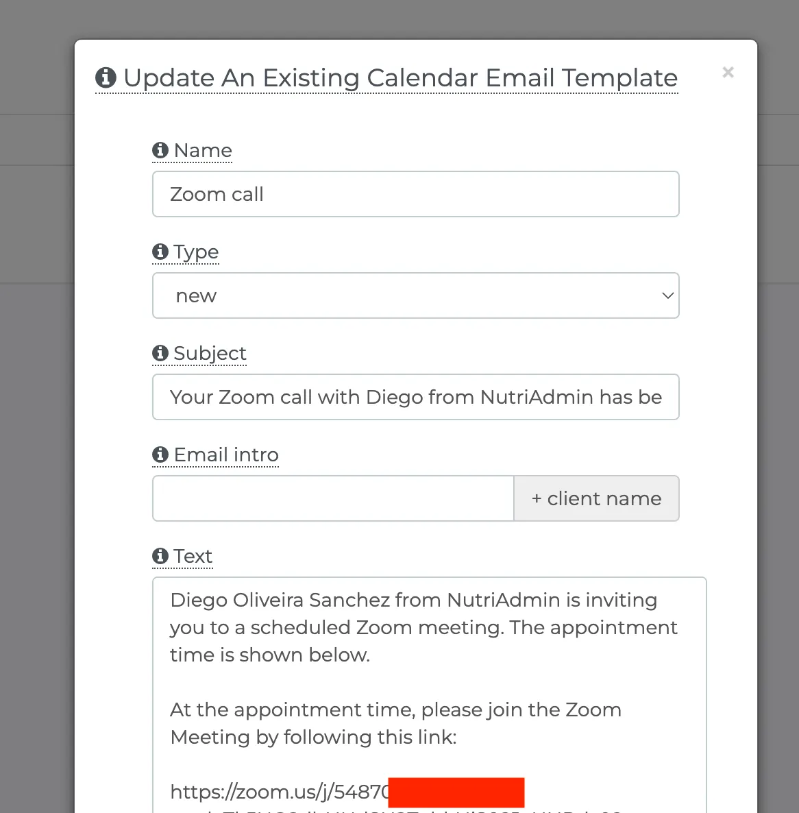 calendar email template zoom